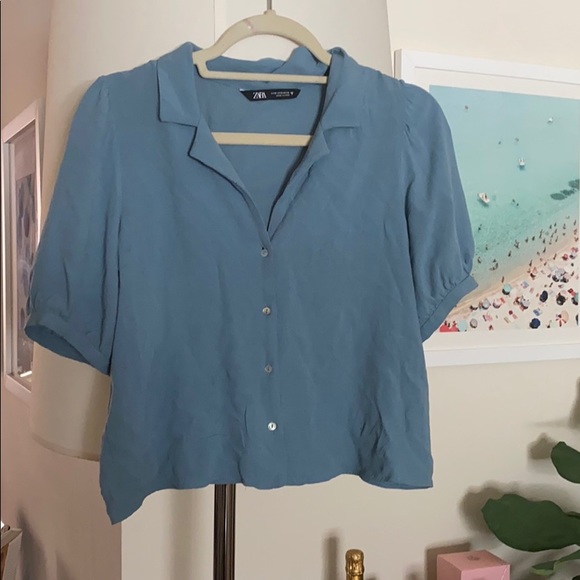 Zara Tops - ZARA SMALL LIGHT BLUE CROP TOP